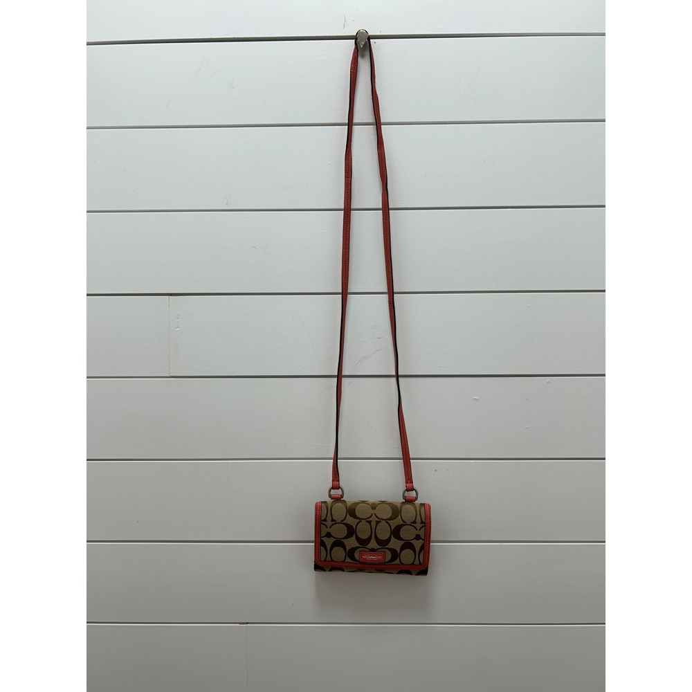 COACH Canvas Coral Leather Mini Crossbody